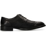 Manfield - Leren Veterschoenen - Zwart