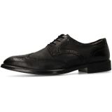 Manfield - Leren Veterschoenen - Zwart
