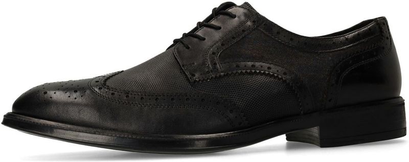 Manfield - Leren Veterschoenen - Zwart