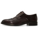 Manfield - Bruine Leren Veterschoenen - Heren - Met Details