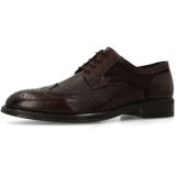 Manfield - Bruine Leren Veterschoenen - Heren - Met Details