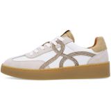 Manfield - Leren Sneakers - Beige - Suède Details - Rubberen Zool