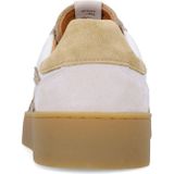 Manfield - Leren Sneakers - Beige - Suède Details - Rubberen Zool