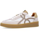 Manfield - Leren Sneakers - Beige - Suède Details - Rubberen Zool