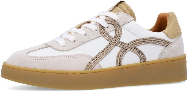 Manfield - Leren Sneakers - Beige - Suède Details - Rubberen Zool