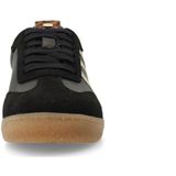 Manfield - Sneakers - Zwart - Leer - Luipaarddetails - Bruine Zool