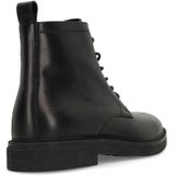 Manfield - Veterboots - Zwart - Leren - Hak van 3 cm