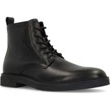 Manfield - Veterboots - Zwart - Leren - Hak van 3 cm