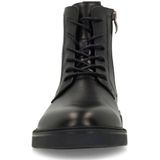 Manfield - Veterboots - Zwart - Leren - Hak van 3 cm