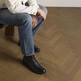 Manfield - Veterboots - Zwart - Leren - Hak van 3 cm