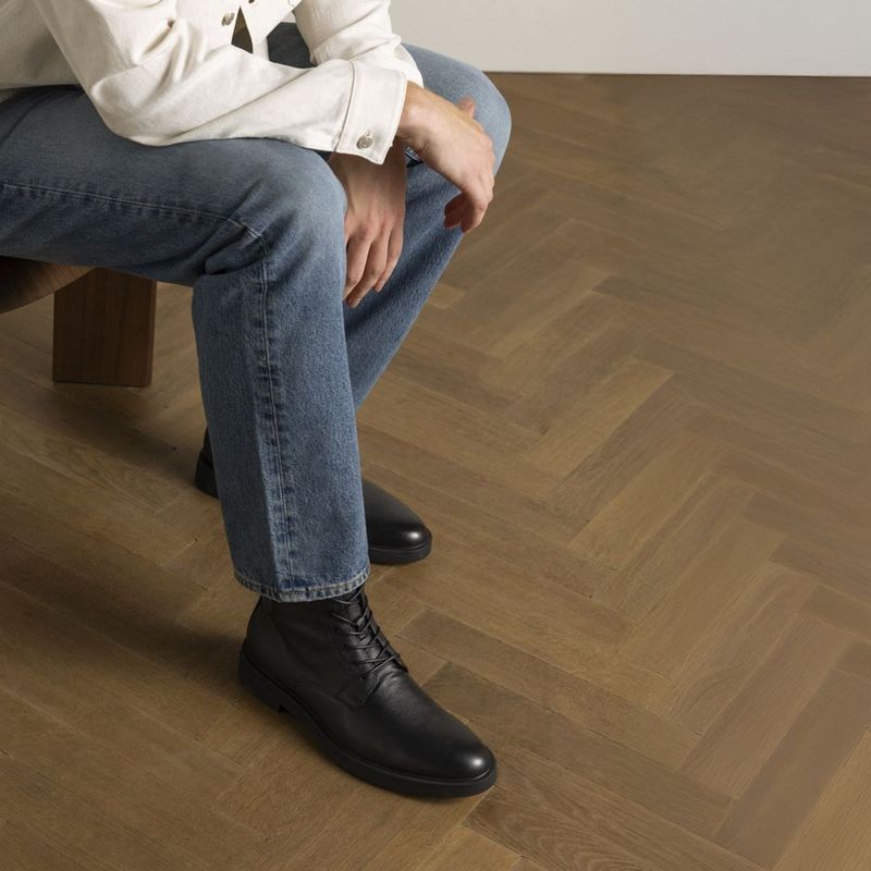 Manfield - Veterboots - Zwart - Leren - Hak van 3 cm