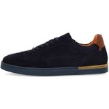 Manfield - Sneakers - Navy - Suède - Cognac Detail
