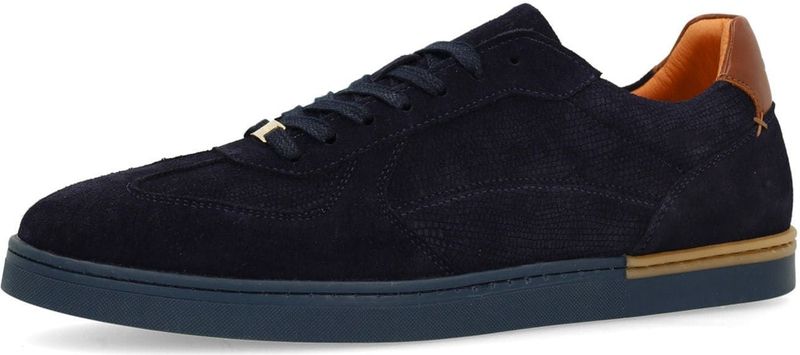Manfield - Sneakers - Navy - Suède - Cognac Detail