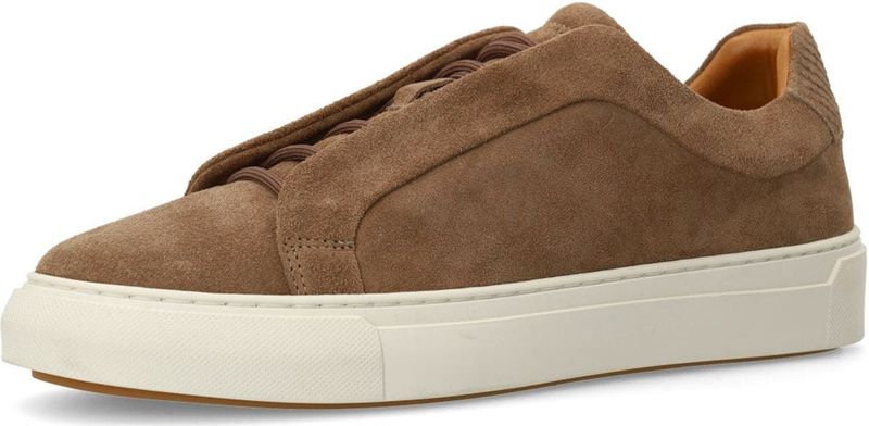 Manfield - Sneaker - Suède - Platte Zool - Vetersluiting