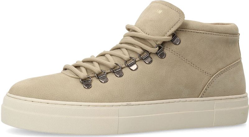 Manfield - Sneakers - Nubuck - Leer - Platte Zool