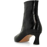 MANFIELD - Enkellaarsjes - Zwart - Glad Leer - Middelhoge Hak