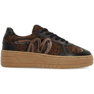 Manfield - Sneakers - Zwart - Suède - Plateauzool 5 cm