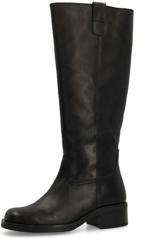 Manfield - Zwarte Leren Laarzen - Dames - Met Rits - 43 EU