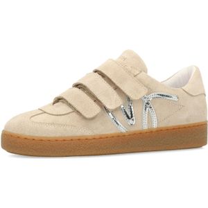 Manfield - Sneakers - Beige - Suède - Klittenband Sluiting