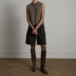 Manfield - Hoge Laarzen - Bruin - Leer - Puntige Neus - Blokhak