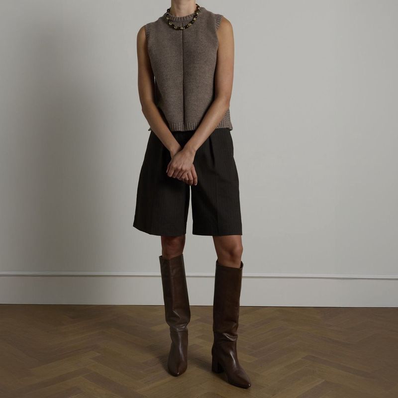 Manfield - Hoge Laarzen - Bruin - Leer - Puntige Neus - Blokhak