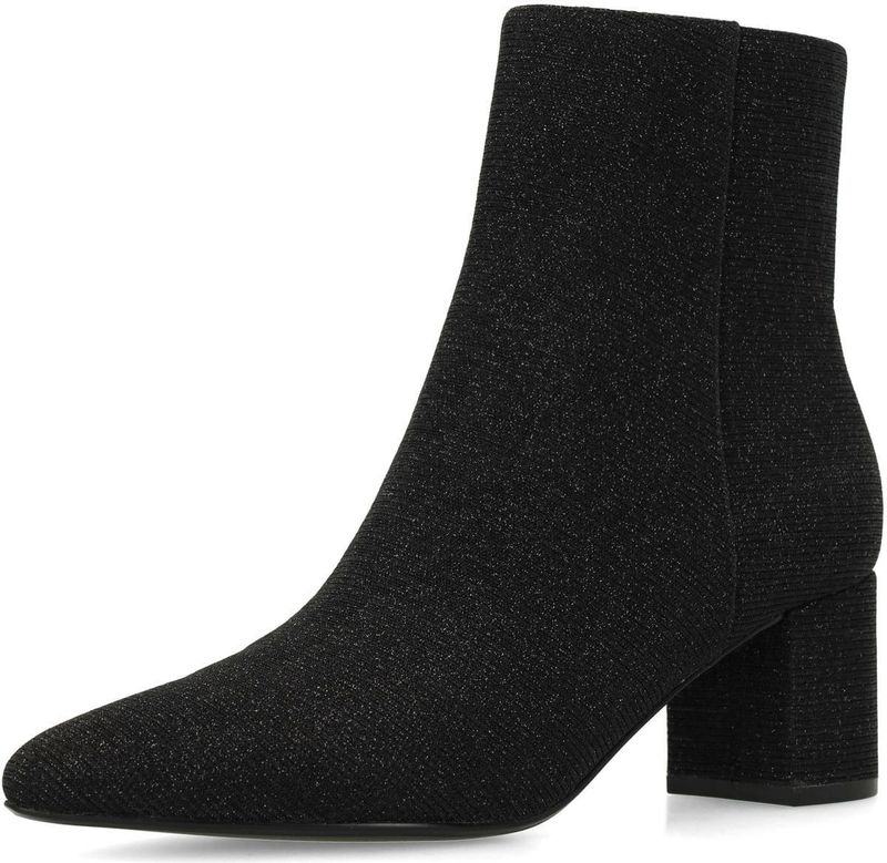 MANFIELD - Enkellaarsjes - Zwart - Enkelhoog - Blokhak - Met Plateau