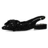 Manfield - Slingback Loafers - Zwart - Met Pailletten