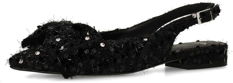 Manfield - Slingback Loafers - Zwart - Met Pailletten