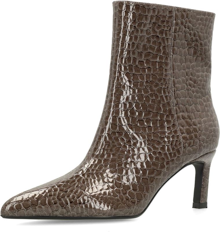 MANFIELD - Enkellaarsjes - Bruin - Imitatieleder - Hoge Hak