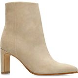 Manfield - Enkellaarsjes - Beige - Suède - Met Hak 8 cm