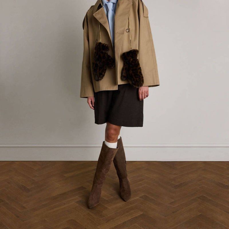 Manfield - Hoge Laarzen - Taupe - Suède