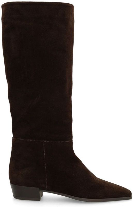 Manfield suède hoge laarzen donkerbruin