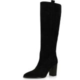 Manfield - Zwarte Suède Laarzen met Hak en Rits - Dames - Enkellaarsjes