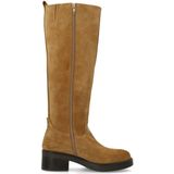 Manfield - Enkellaarsjes - Beige - Suède - Met Rits