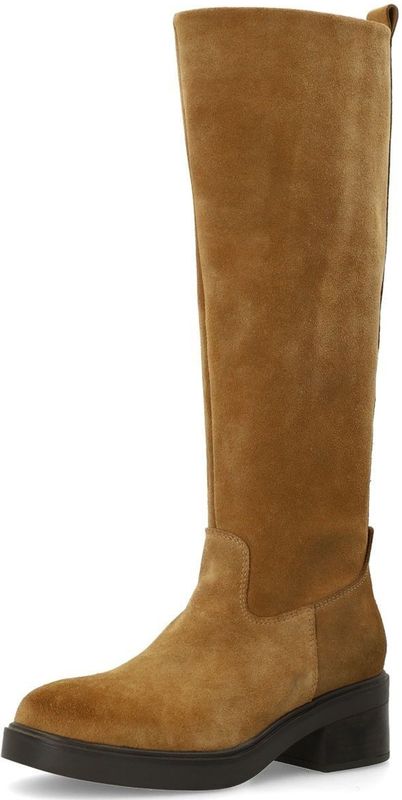 Manfield - Enkellaarsjes - Beige - Suède - Met Rits