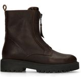 Manfield - Donkerbruin - Enkellaarsjes - Leren - Ritssluiting