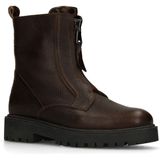 Manfield - Donkerbruin - Enkellaarsjes - Leren - Ritssluiting