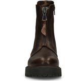 Manfield - Donkerbruin - Enkellaarsjes - Leren - Ritssluiting