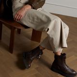 Manfield - Donkerbruin - Enkellaarsjes - Leren - Ritssluiting