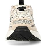 Manfield - Sneakers - Veelkleurig - Beige met Zwart en Wit Stofdetails - 5 cm Plateauzool