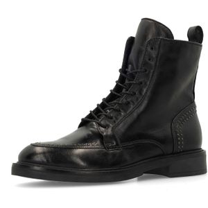 Manfield - Biker Boots - Zwart - Leer - Platte Hak 2 cm