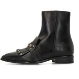Manfield - Enkellaarsjes - Zwart - Leer - Studs Details