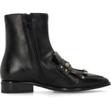 Manfield - Enkellaarsjes - Zwart - Leer - Studs Details