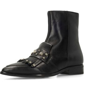 Manfield - Enkellaarsjes - Zwart - Leer - Studs Details