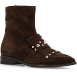 Manfield - Enkellaarsjes - Donkerbruin - Leer - Studs