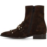 Manfield - Enkellaarsjes - Donkerbruin - Leer - Studs