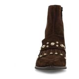 Manfield - Enkellaarsjes - Donkerbruin - Leer - Studs