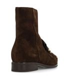 Manfield - Enkellaarsjes - Donkerbruin - Leer - Studs