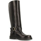 No Stress - Hoge Leren Laarzen - Zwart - Met Goudkleurige Gesp