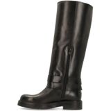 No Stress - Hoge Leren Laarzen - Zwart - Met Goudkleurige Gesp